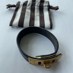 Black leather Henri Bendel bracelet